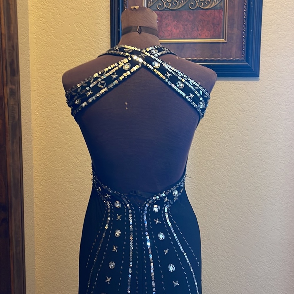 Morgan & Co. junior size 1/2 black sequined gown - Picture 6 of 10
